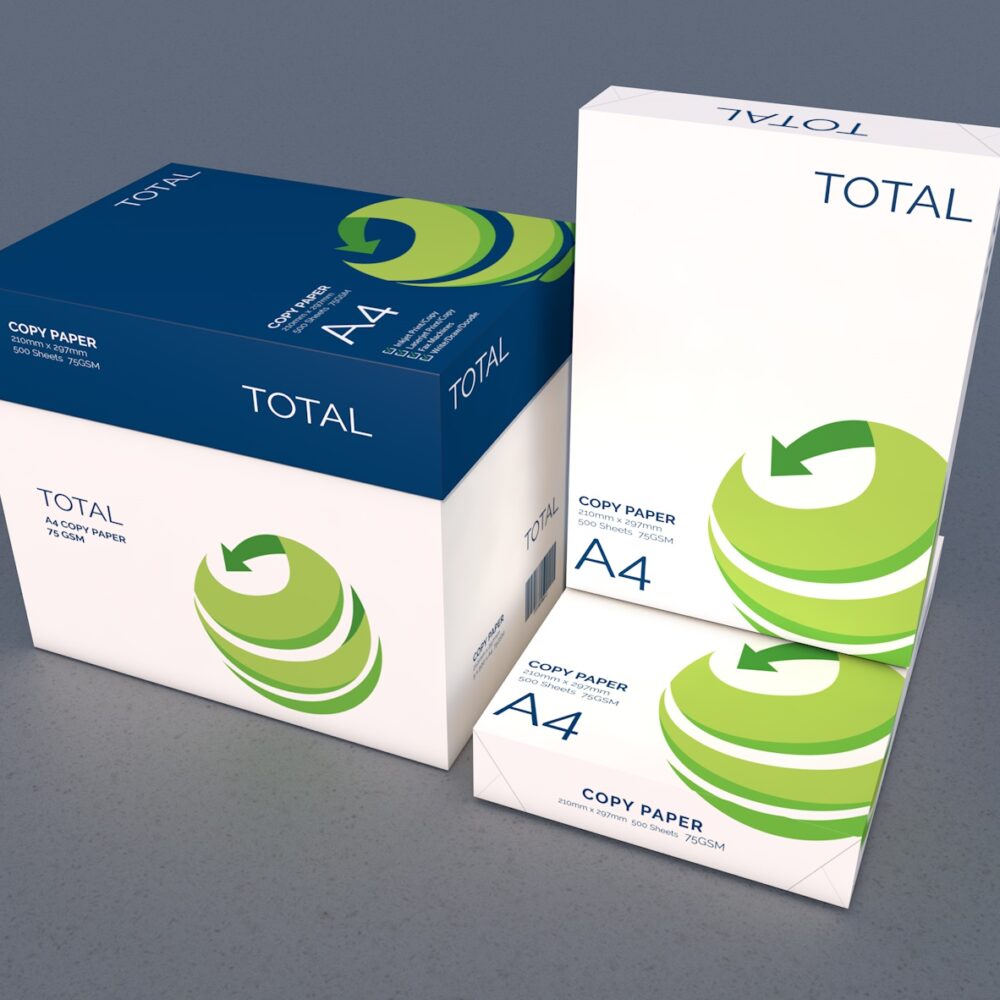 Total A4 Copy Paper, 75GSM, 500 Count (Pack of 5), White